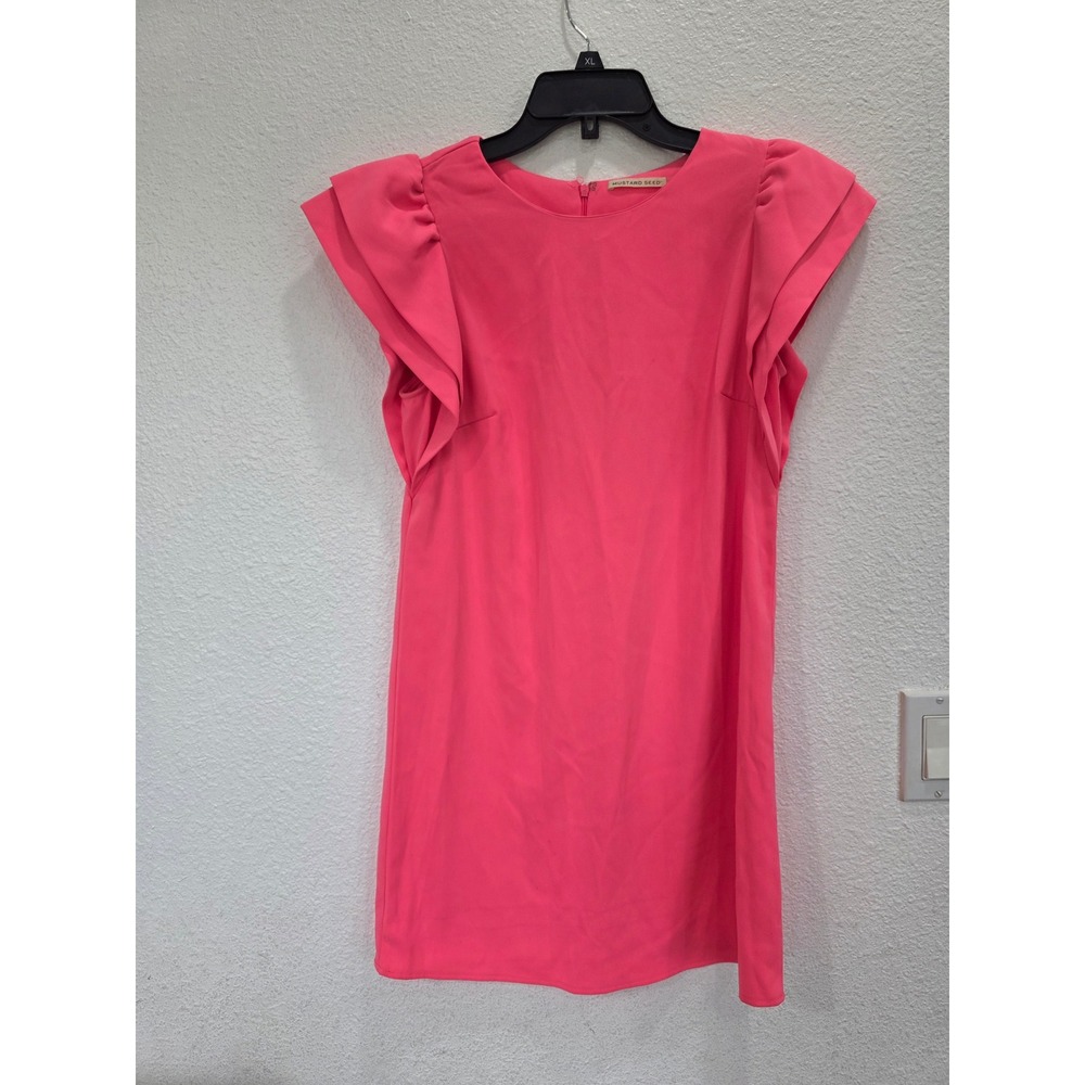 Hot Pink Flutter Sleeve Shift Dress Women Size Medium